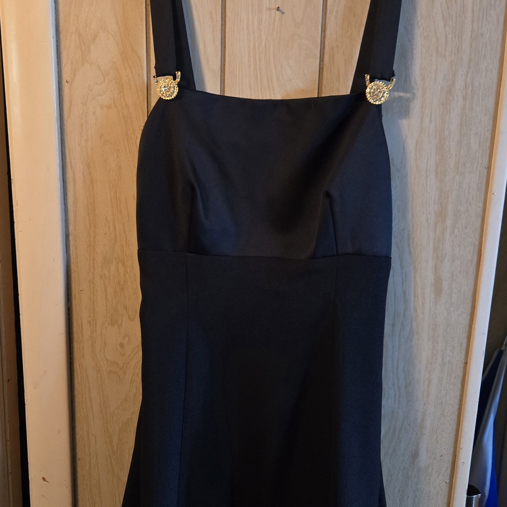Elegant Black Dress with Gold Accents